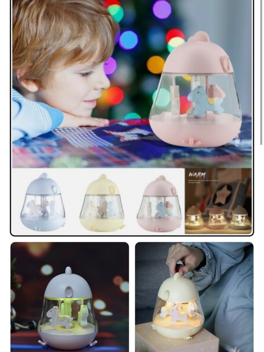Cute Pink Carousel Night Light for Kids - Gentle Glow